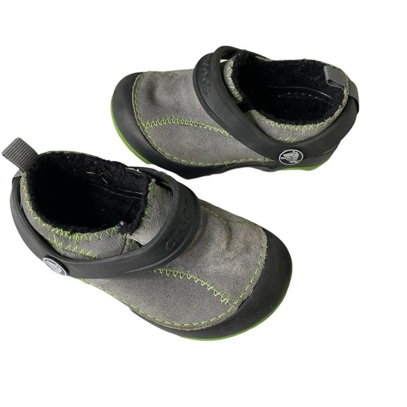 Crocs Youth Kids Nubuck Suede Size 7 C Gray Green - Picture 1 of 6